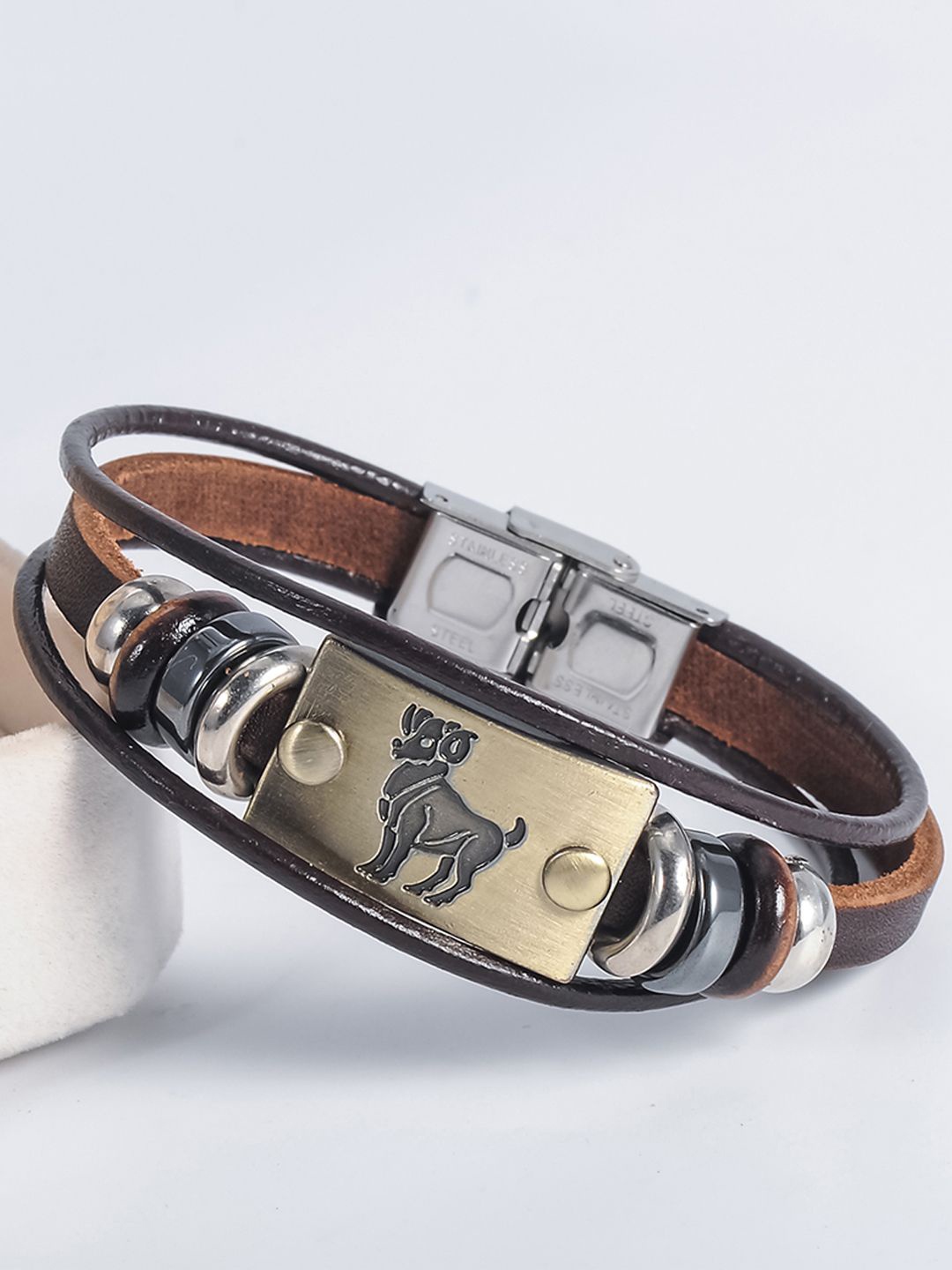 

Young & Forever Men Leather Wraparound Bracelet, Brown