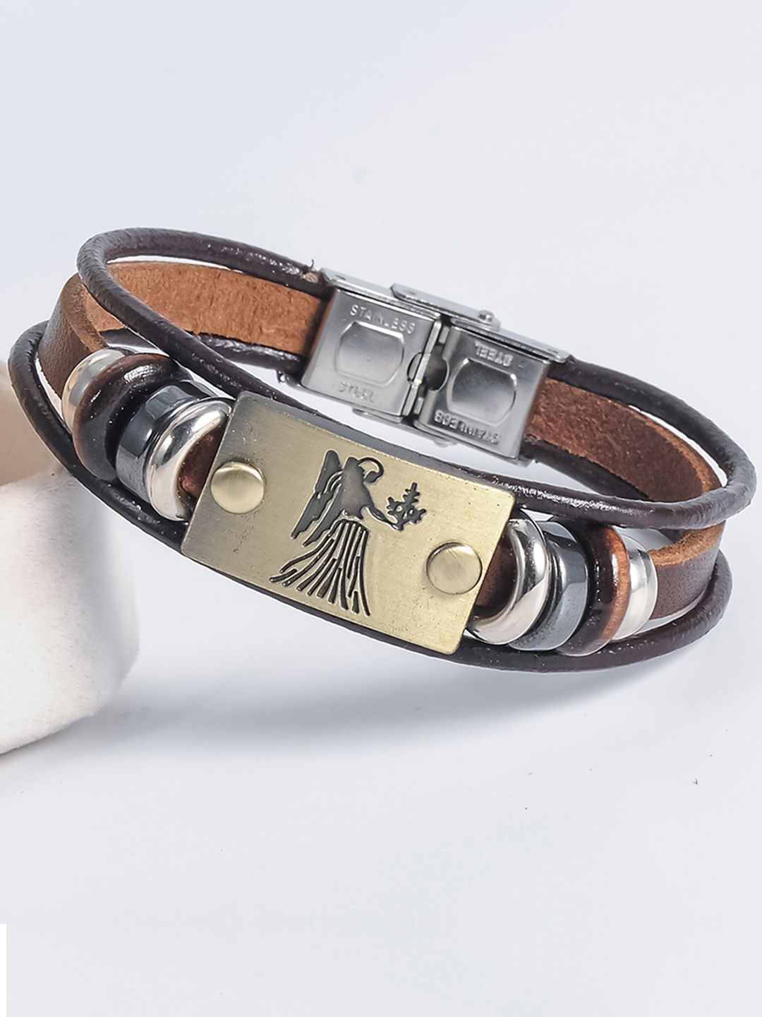 

Young & Forever Men Leather Wraparound Bracelet, Brown