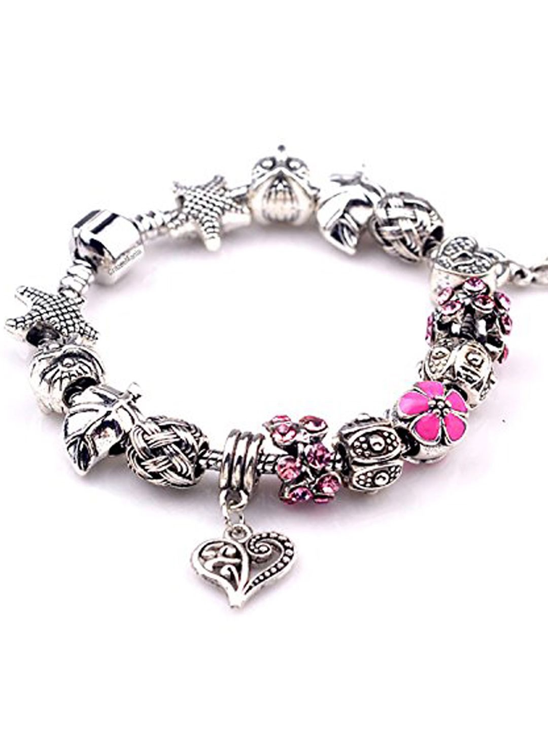 

Young & Forever Brass-Plated Enamelled Charm Bracelet, Silver