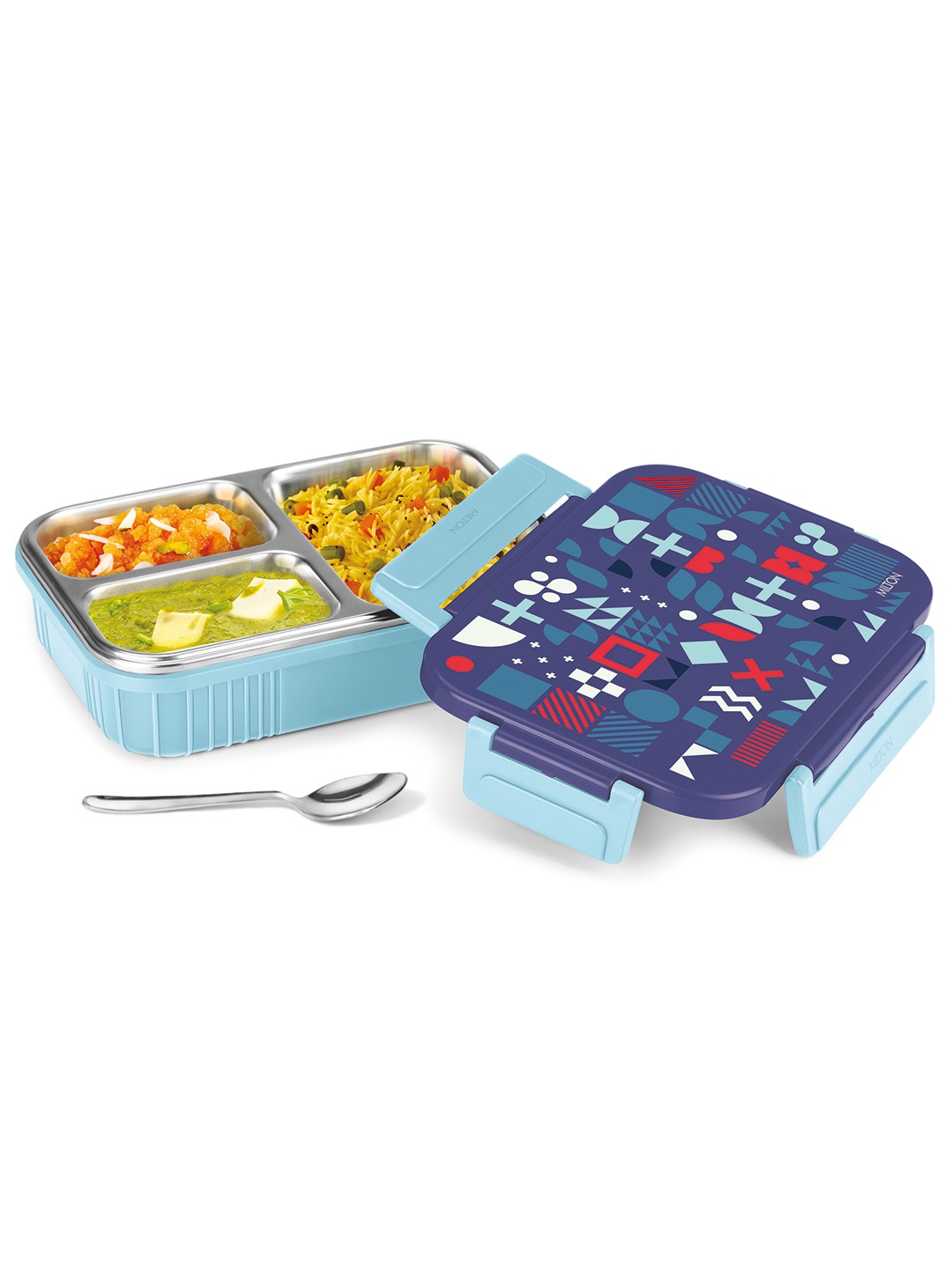 

Milton Fun Feast Stainless Steel 3 Inner Leak Proof Compartments Lunch Box 700 ml, Blue