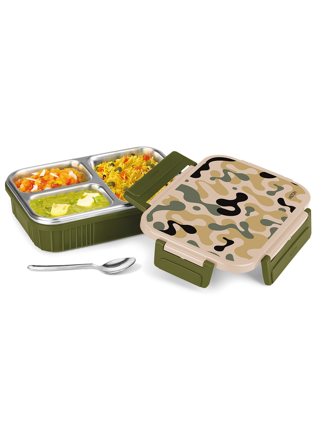 

Milton Fun Feast 3 Inner Stainless Steel Leak Proof Compartments Lunch Box 700 ml, Green