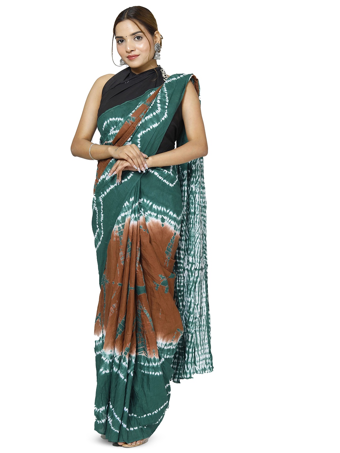 

JAIPURI PRINT Bandhani Pure Cotton Bandhani Saree, Brown