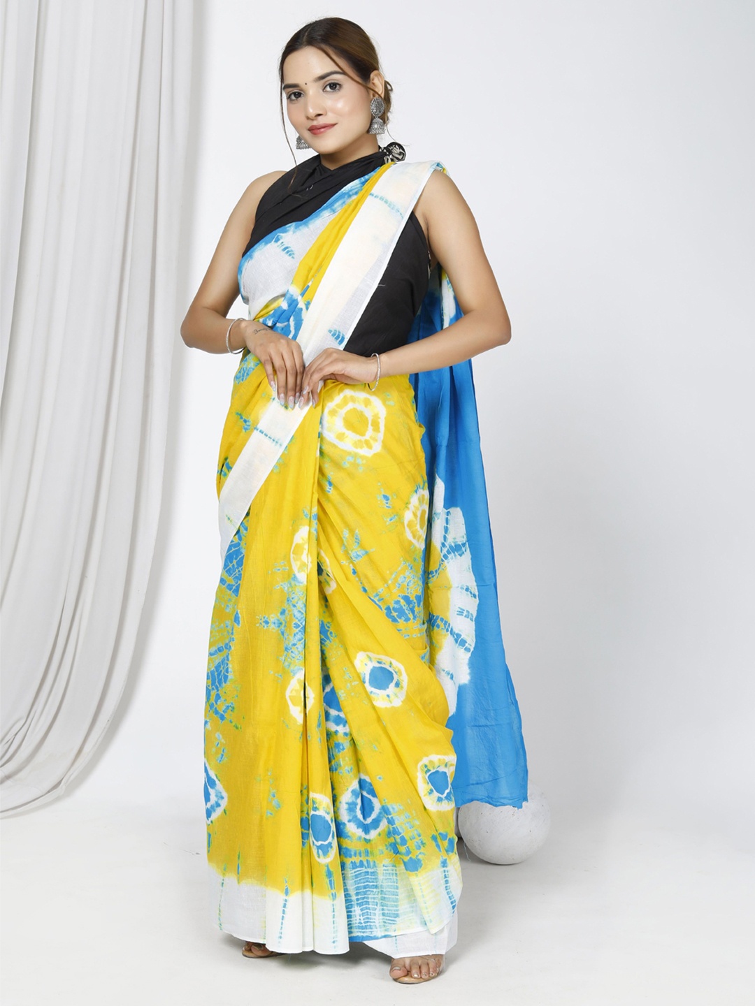 

JAIPURI PRINT Bandhani Pure Cotton Bandhani Saree, Yellow