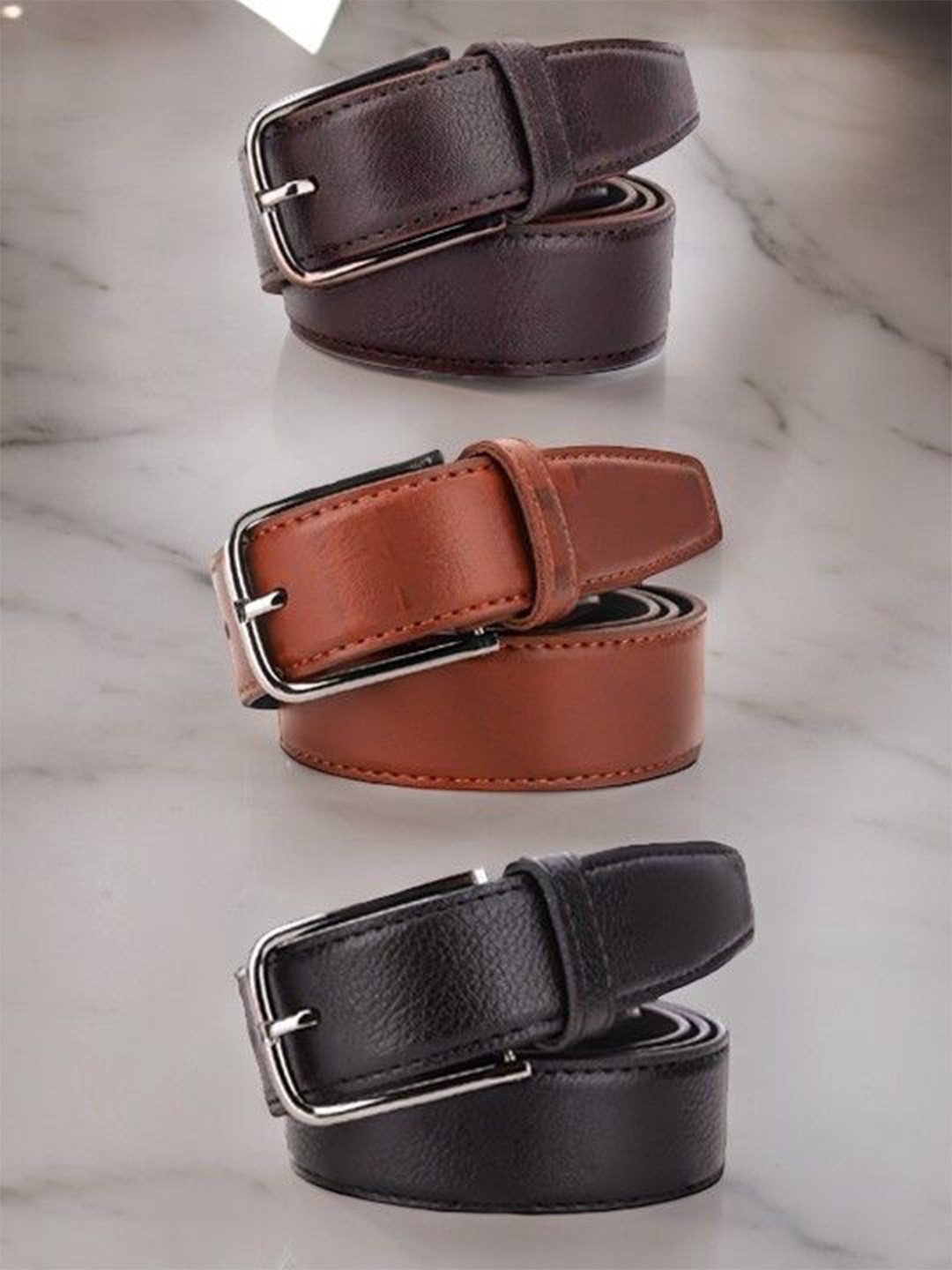 

The Roadster Lifestyle Co Men Set Of 3 Belts, Black