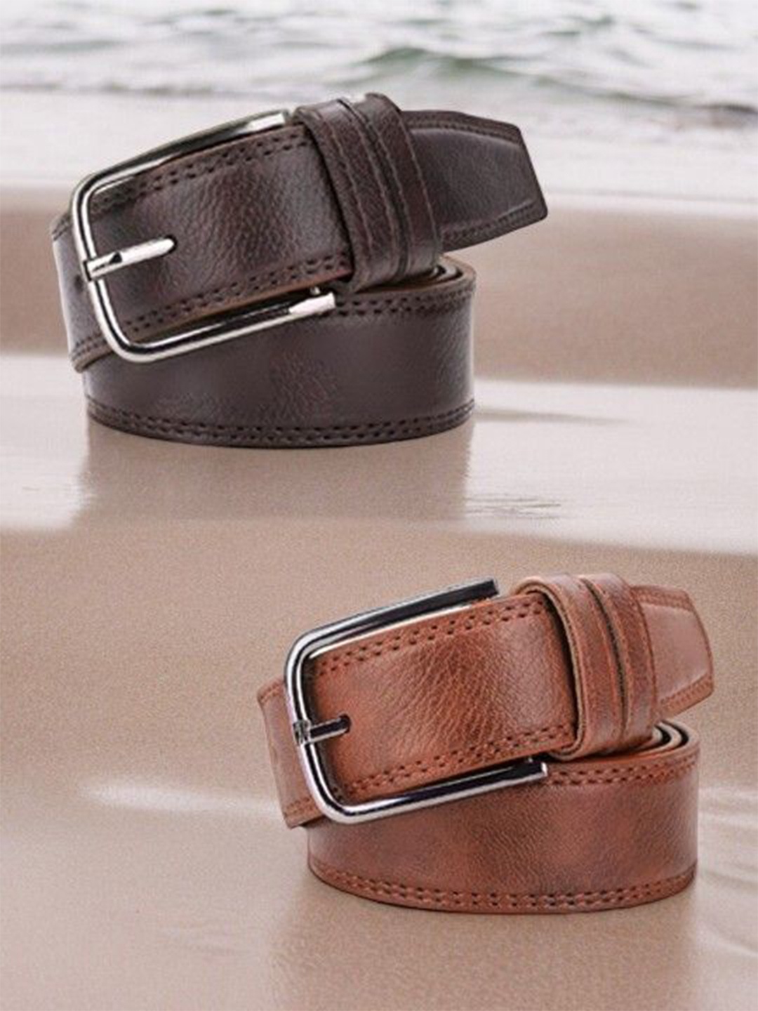 

The Roadster Lifestyle Co Men Set Of 2 Belts, Brown