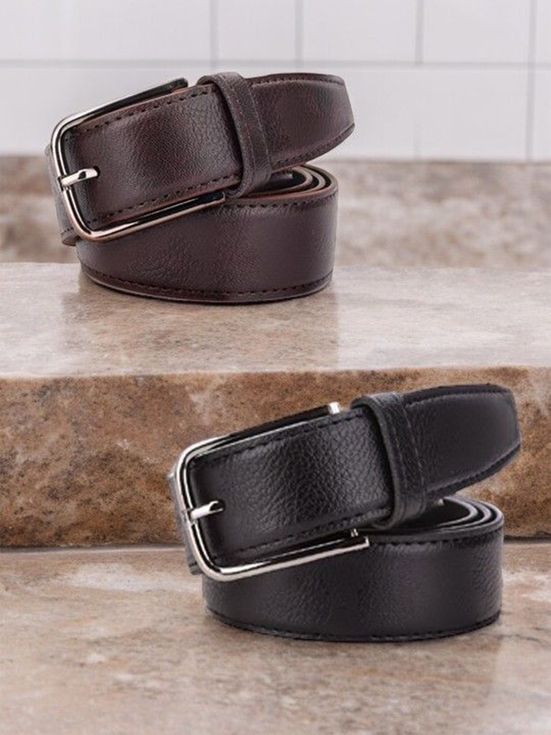 

The Roadster Lifestyle Co Men Set Of 2 Belts, Black
