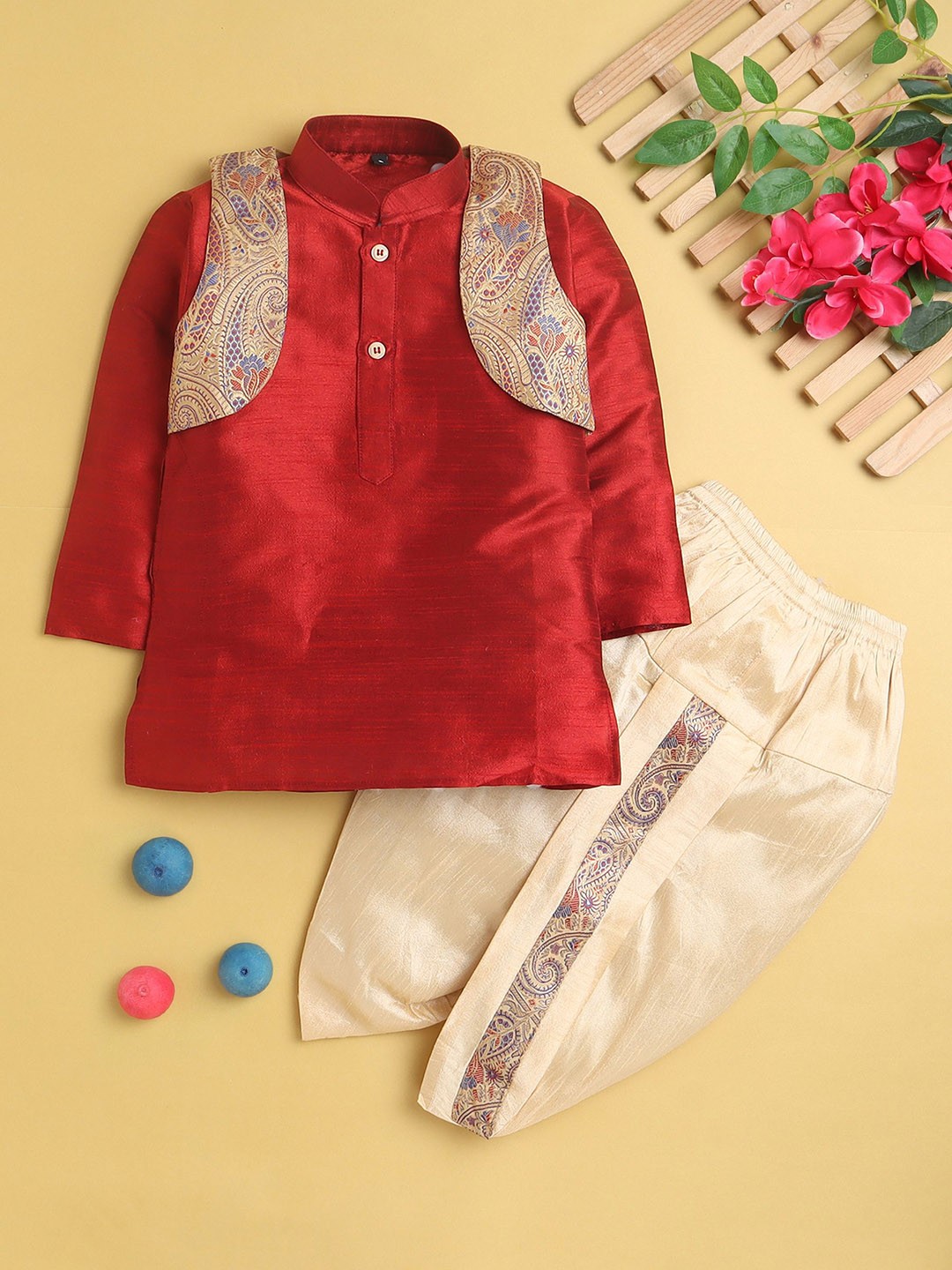 

Jeetethnics Boys Regular Kurta with Dhoti Pants, Maroon