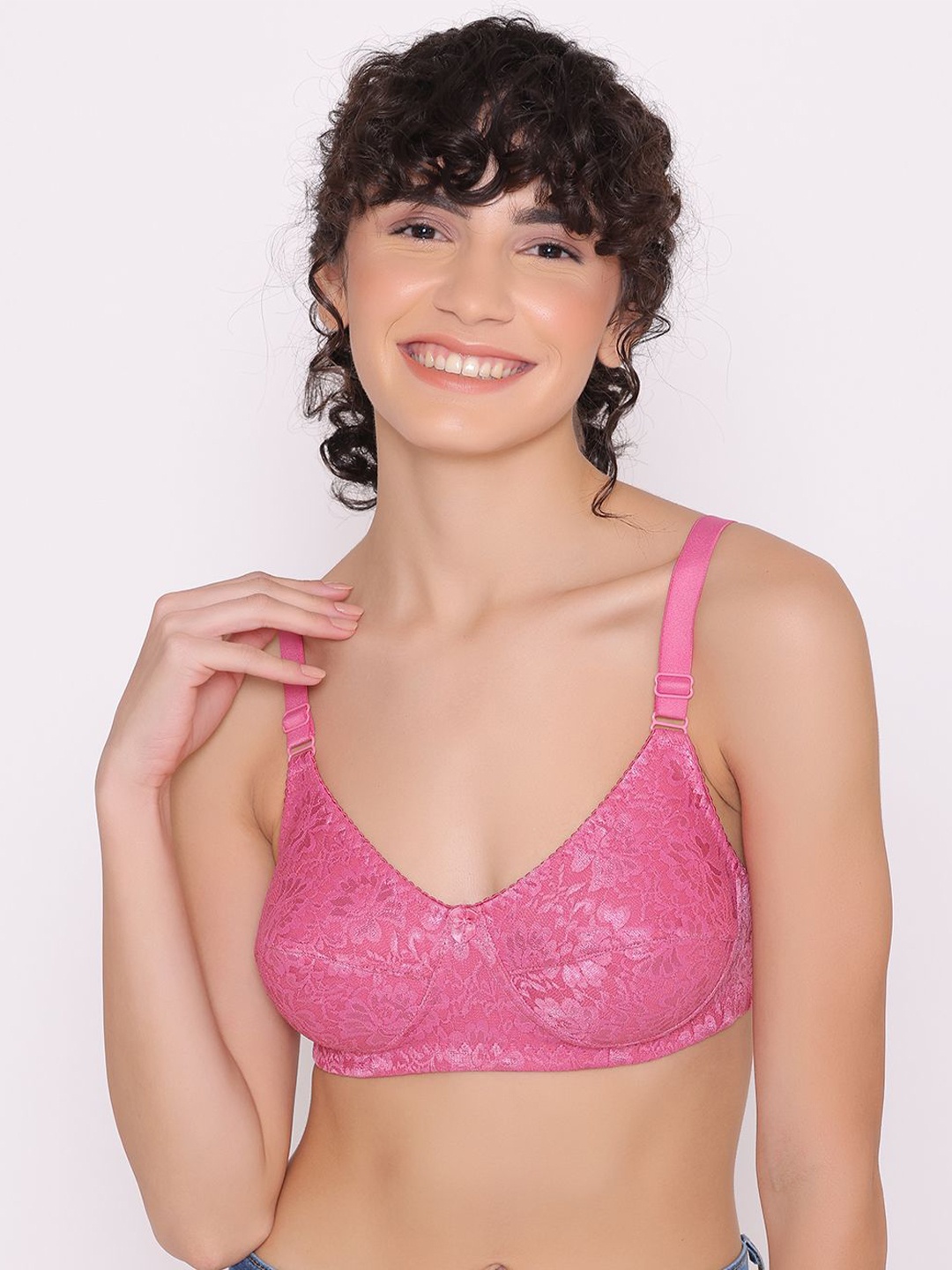 

INKURV Floral Bra Full Coverage, Pink