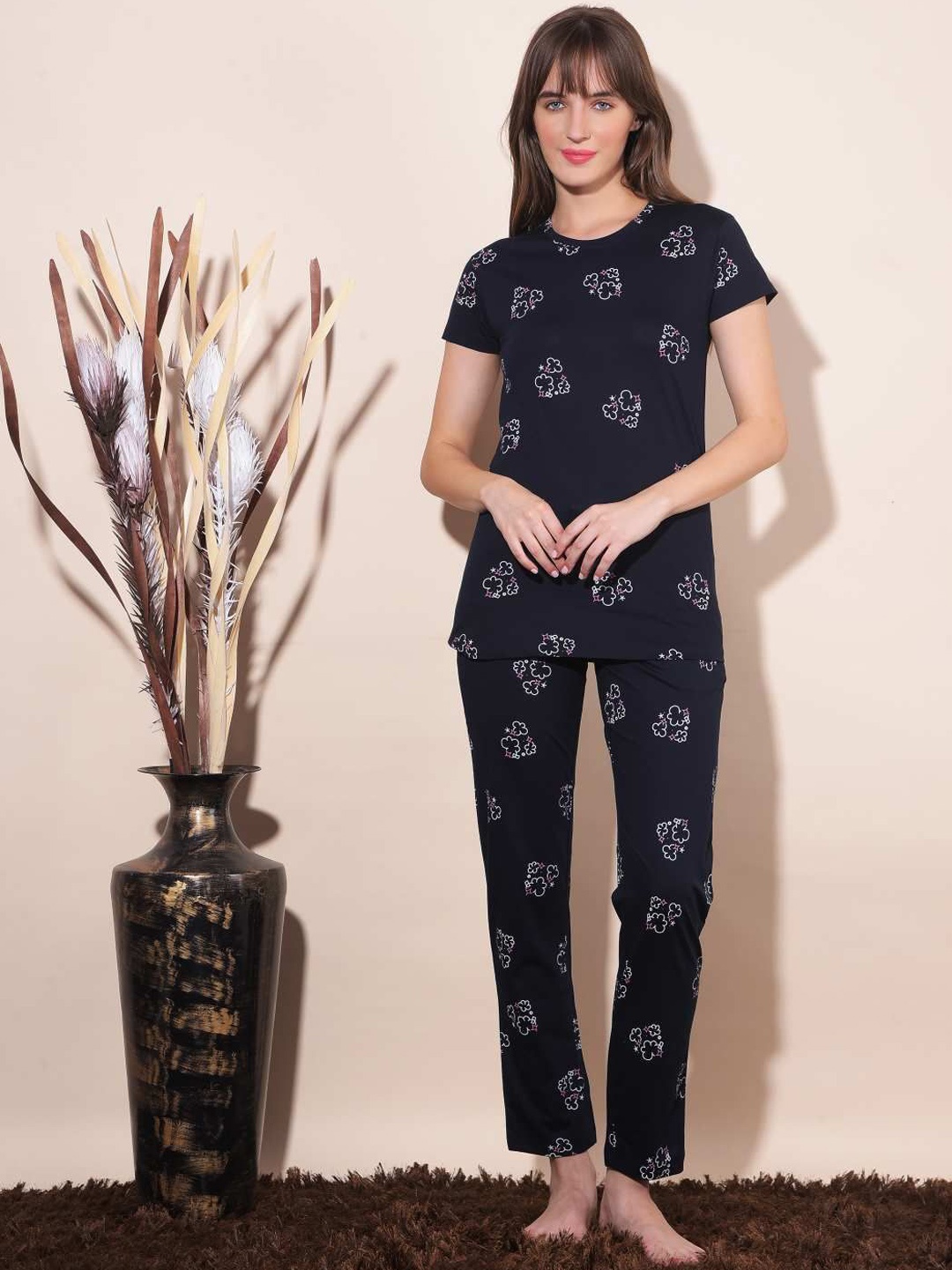 

Dollar Missy Conversational Printed Night Suit, Black