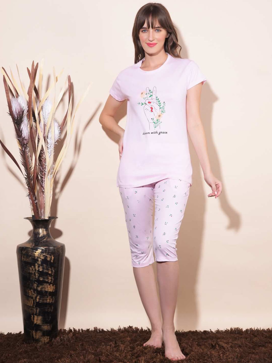 

Dollar Missy Graphic Printed Night Suit, Pink