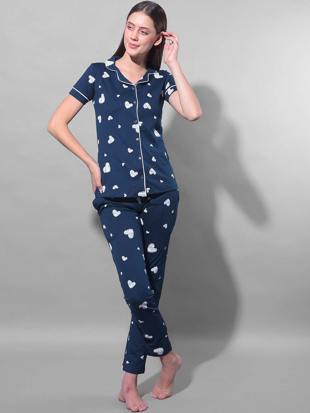 

Dollar Missy Conversational Printed Night Suit, Blue