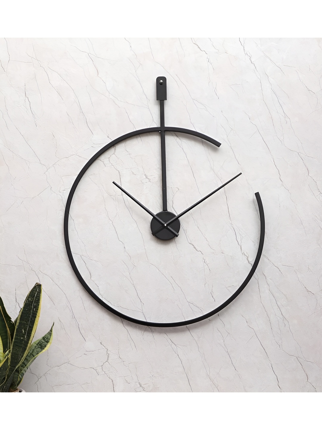 

Amaya Decors Black Half Ring Metal Wall Clock