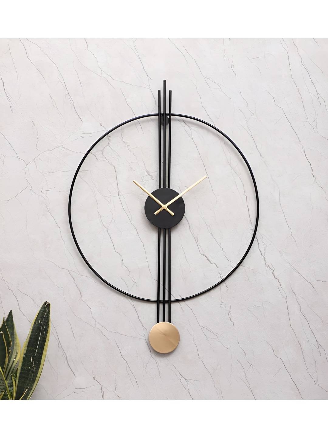 

Amaya Decors Black Ring & Stripes Metal Wall Clock