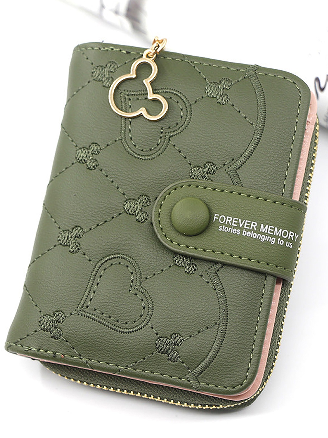 

SYGA Women Mickey Mouse Textured Leather Zip Around Wallet, Green