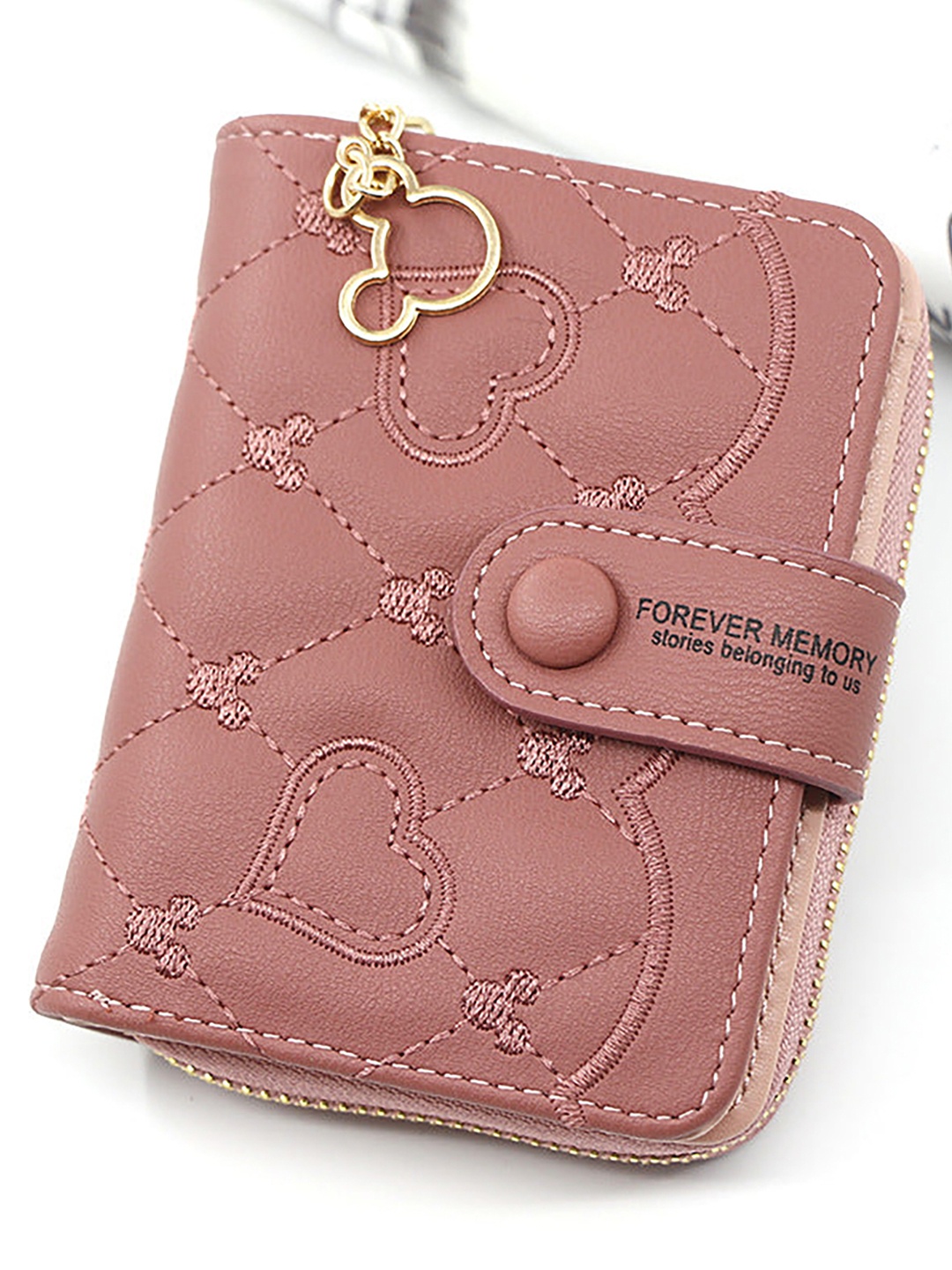 

SYGA Women Mickey Mouse Textured Leather Zip Around Wallet, Pink