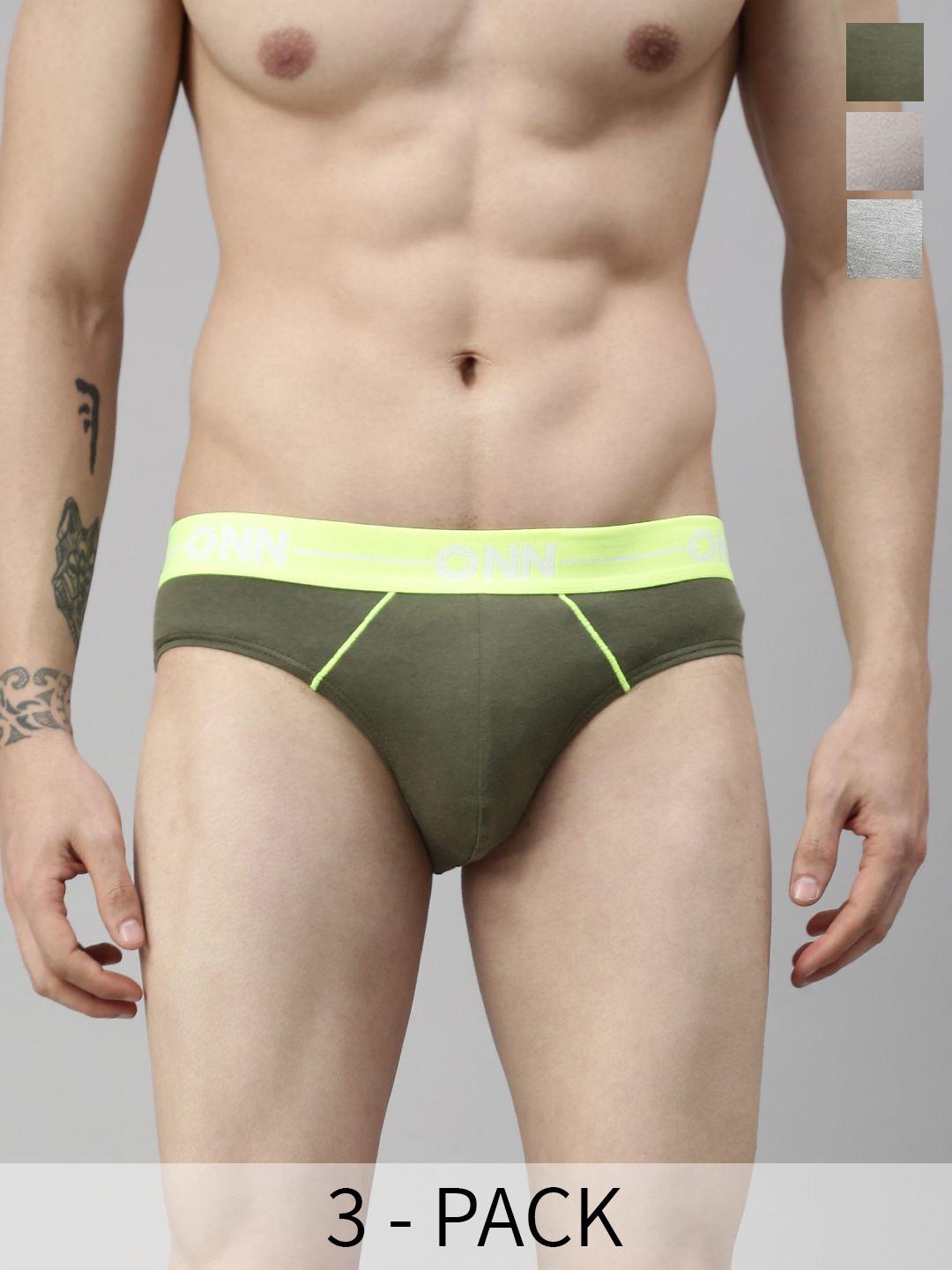 

ONN Pack Of 3 Assorted Pure Cotton Ribbed Briefs ONN_262_AST4_3PC