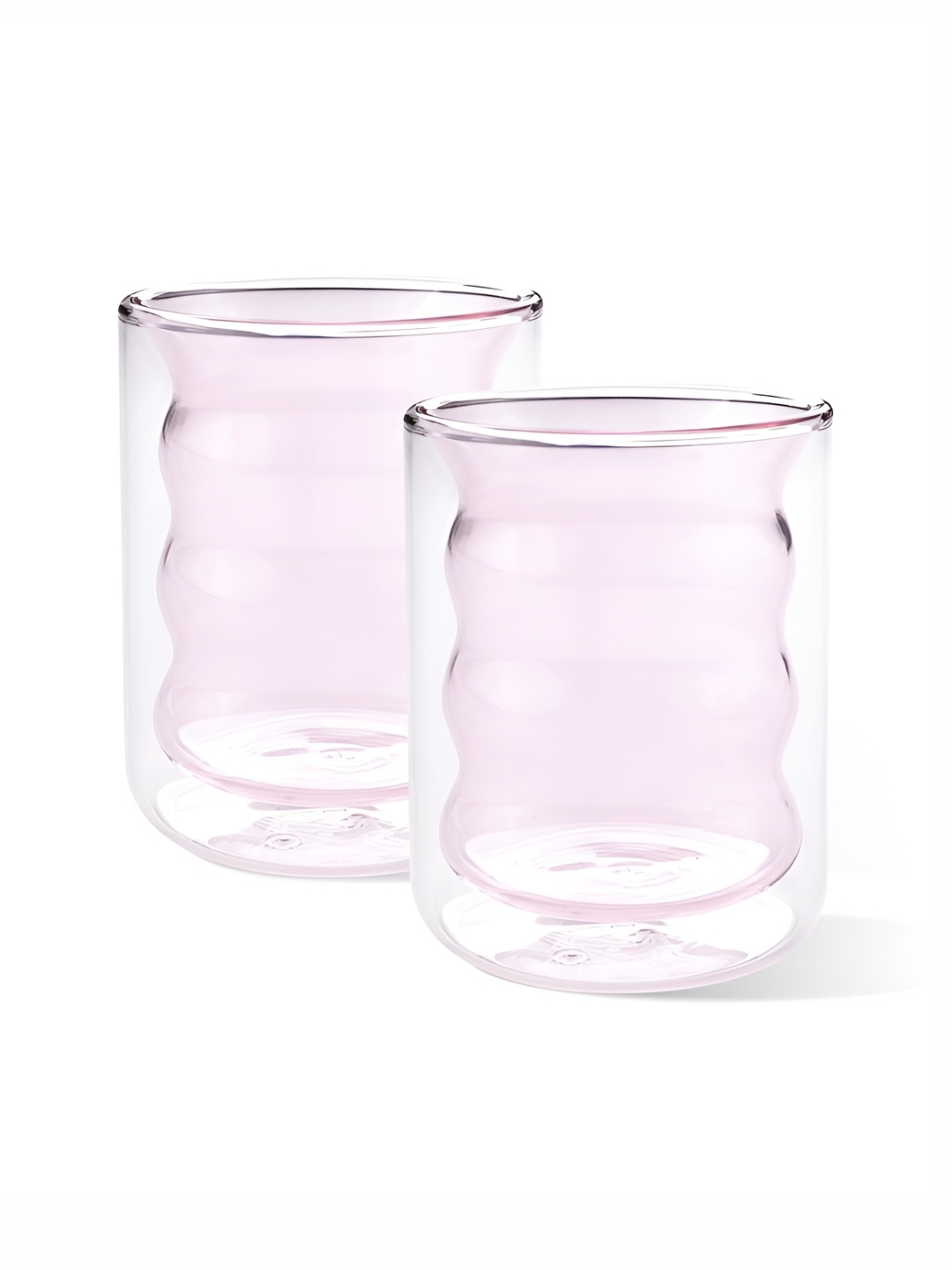 

Kuber Industries Pink & White Glass Matte Mugs 200 ml