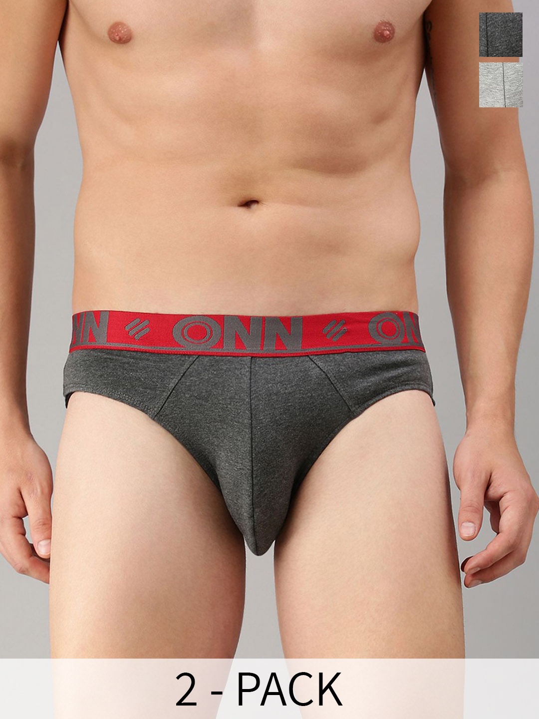 

ONN Pack Of 3 Mid-Rise Combed Cotton Basic Briefs ONN_271_AST3_3PC, Grey