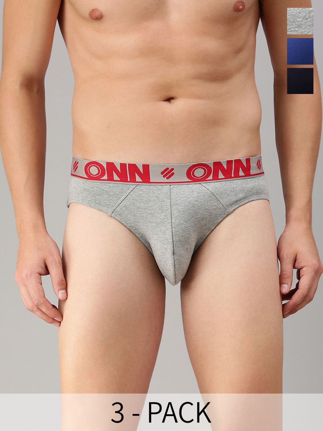

ONN Pack Of 3 Basic Mid Rise Basic Briefs ONN_271_AST4_3PC, Black