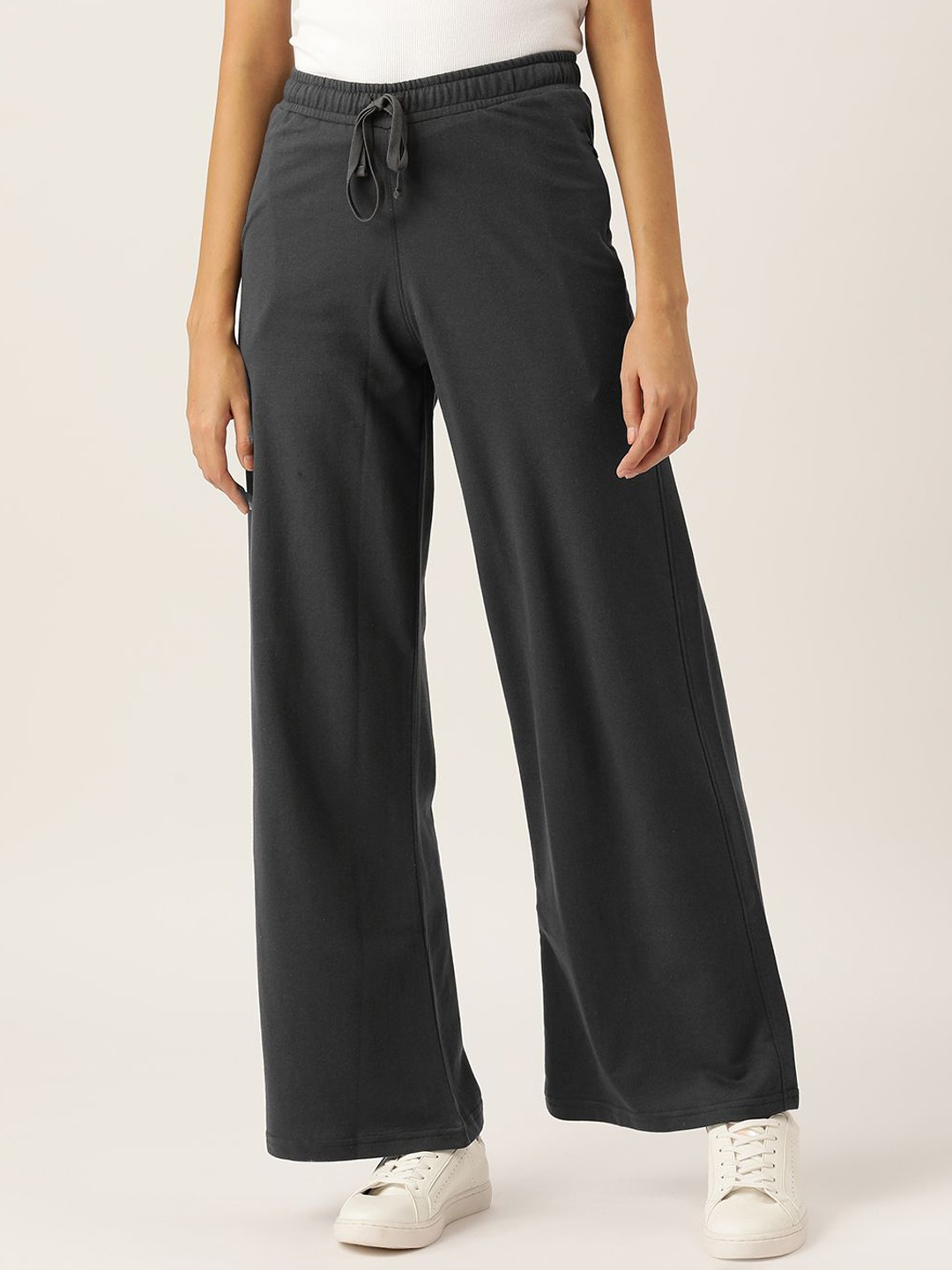 

FEMEA Women Cotton Wide Leg Bootcut Track Pants, Charcoal