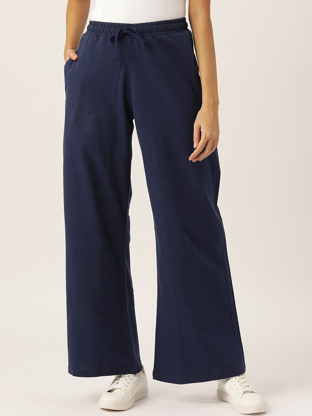 

FEMEA Women Wide Leg Cotton Bootcut Track Pants, Navy blue