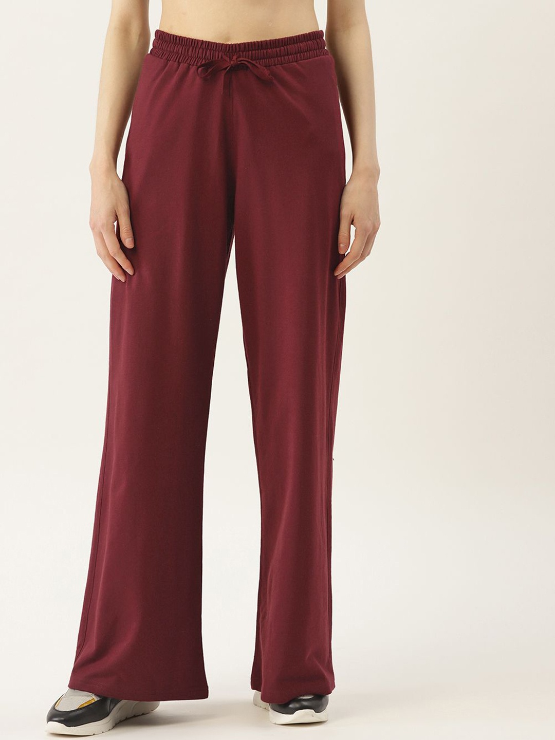 

FEMEA Women Cotton Wide Leg Bootcut Track Pants, Maroon