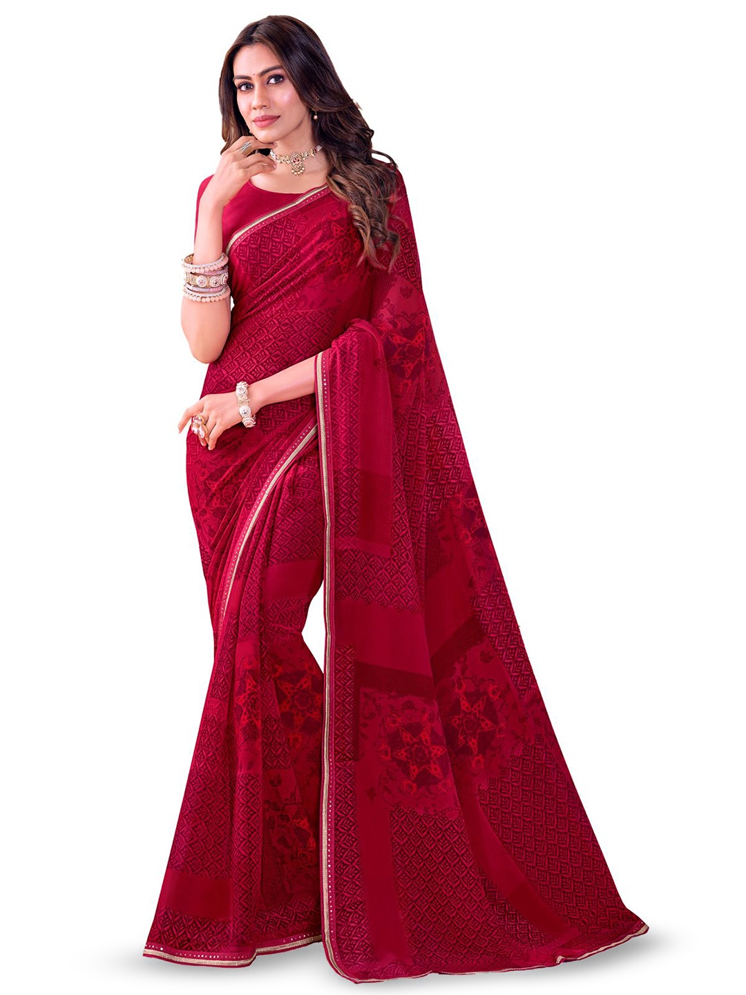 

Laxmipati Ethnic Motifs Printed Saree, Maroon