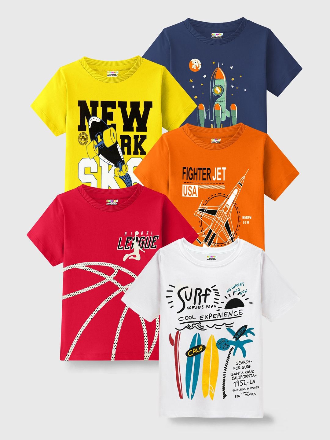 KUCHIPOO Boys Typography 5 Printed T-shirt, Orange
