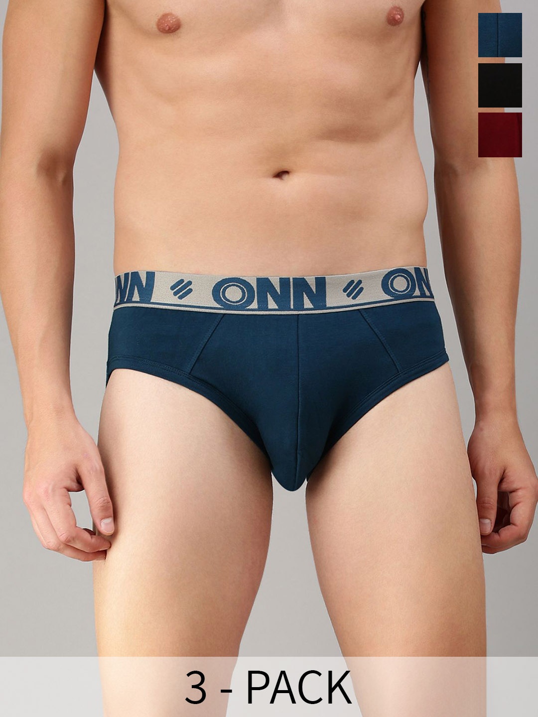 

ONN Pack Of 3 Mid Rise Basic Briefs ONN_272_AST1_3PC, Teal