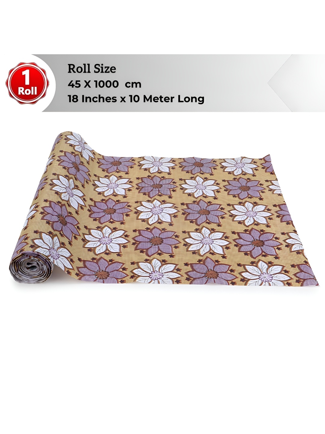 

Dakshya Industries Beige & Purple Floral Printed Water Resistant Shelf Liner Organiser