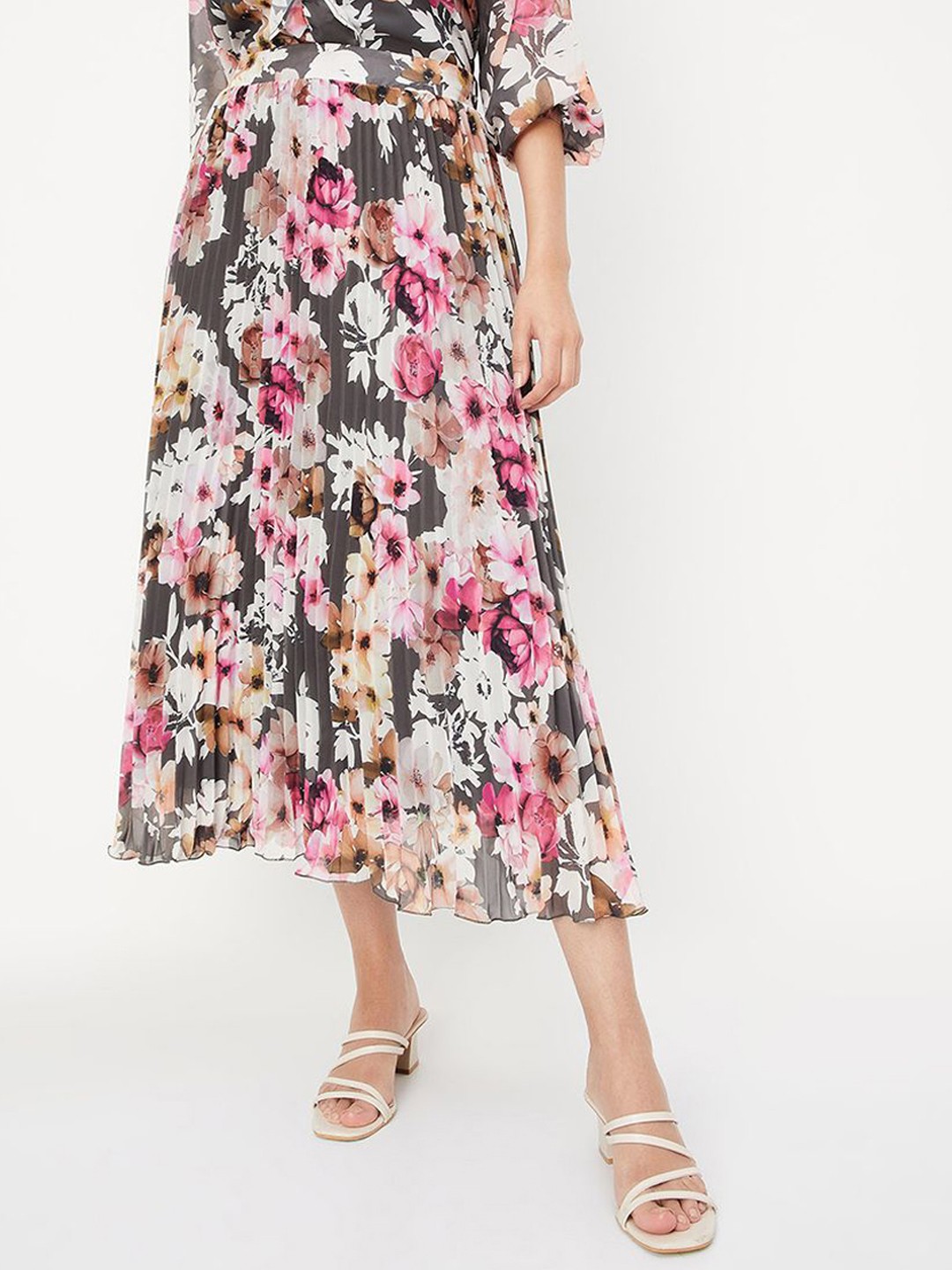 

max Women Floral Print Pleated Skirt, Pink