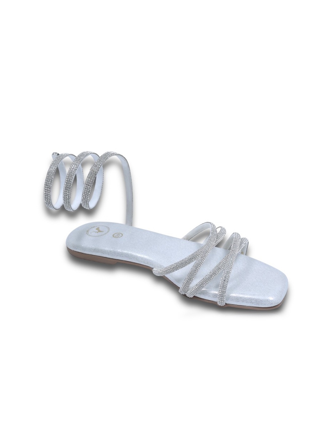 

Sana K Luxurious Footwear Women Party Open Toe Flats with Bows, Silver