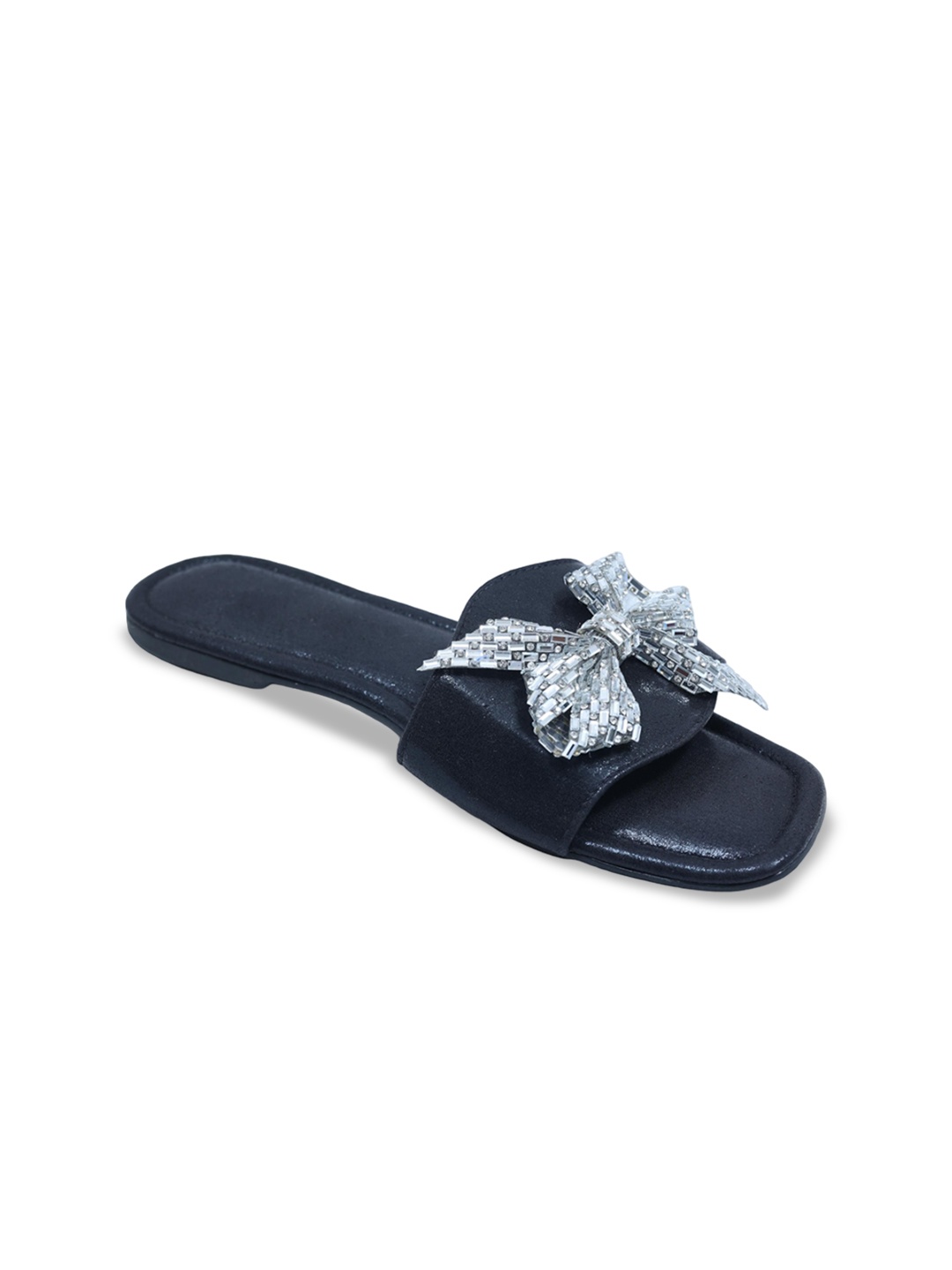 

Sana K Luxurious Footwear Women Open Toe Flats with Bows, Black