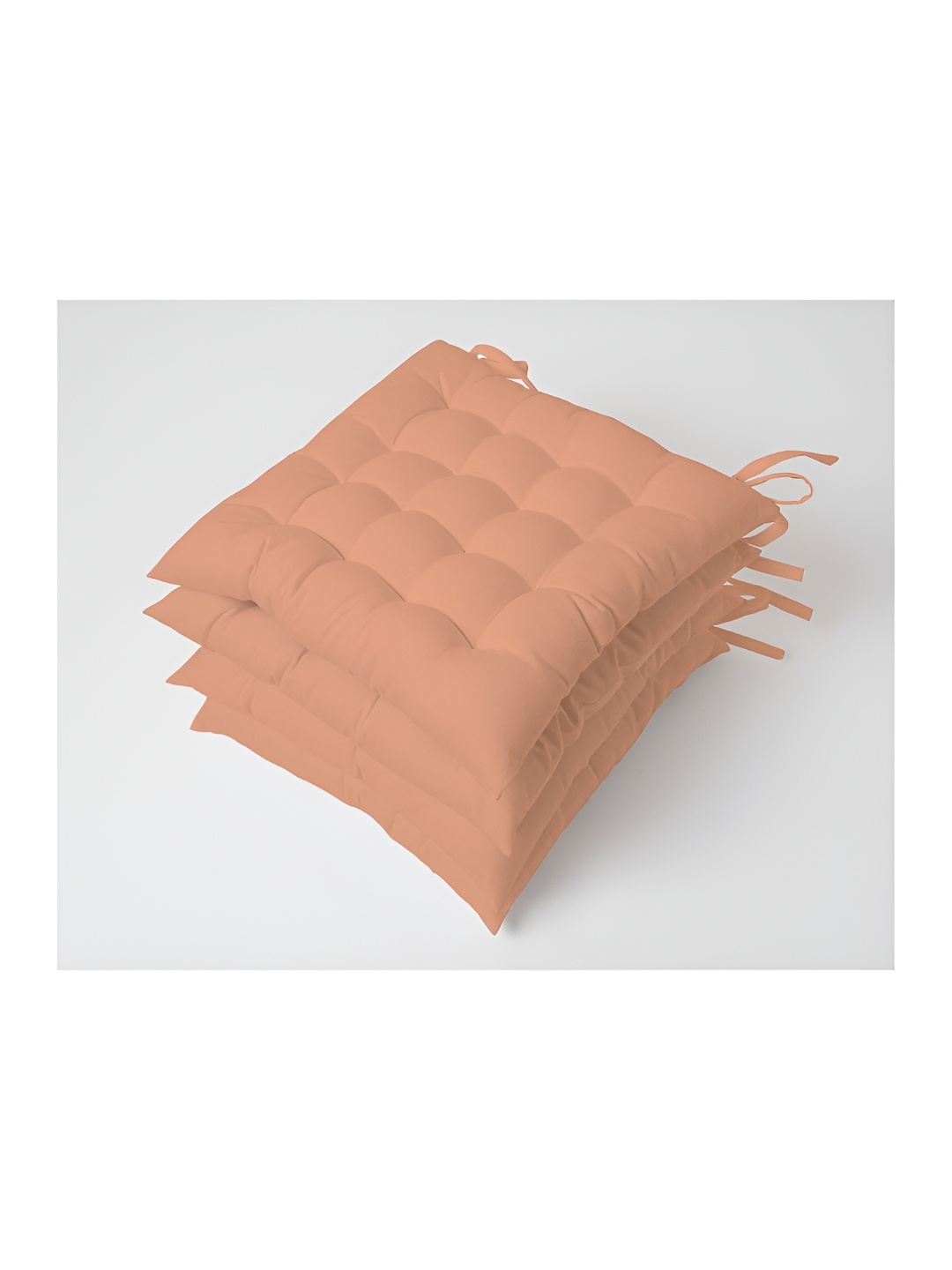 

SKANDA FAB Peach 4 Pieces Pure Cotton Square Shaped Comfortable Chair Pads