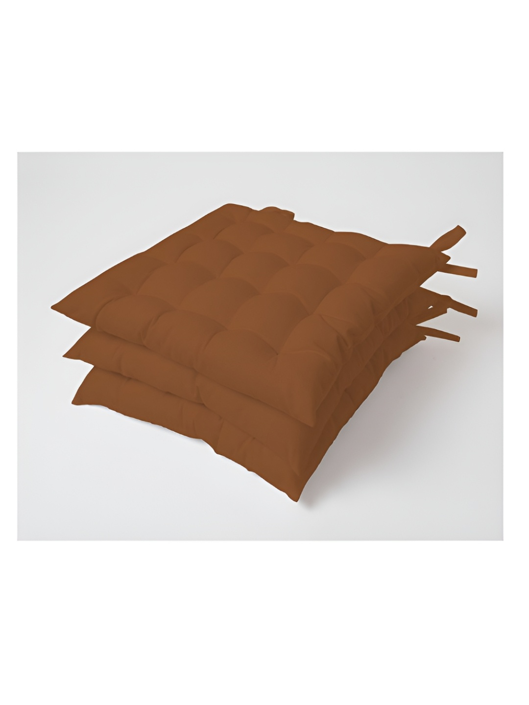 

SKANDA FAB Brown 3 Pieces Pure Cotton Chair pads, Camel brown