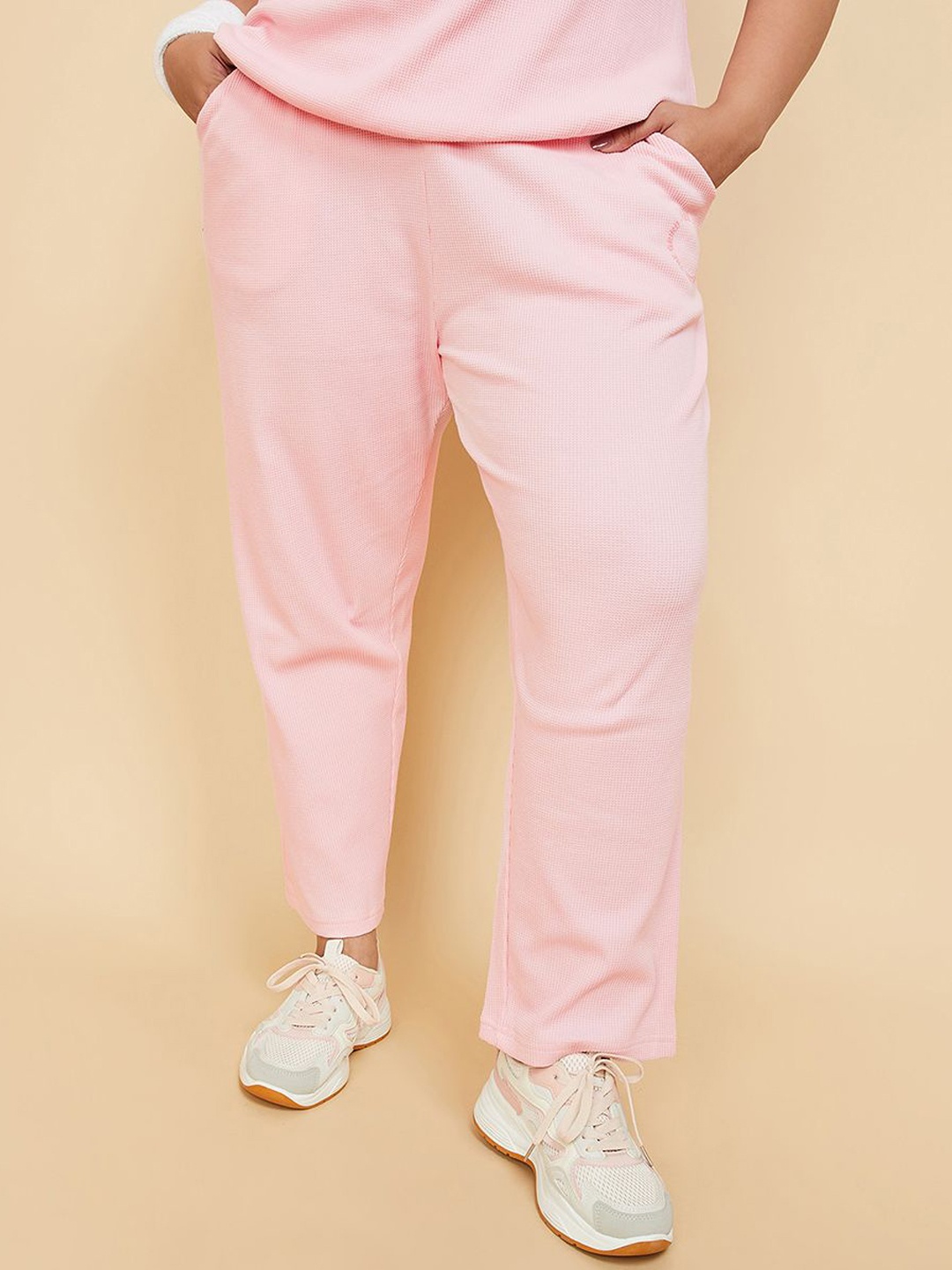 

max Womens Regular Fit Mid Rise Cotton Track Pants, Pink