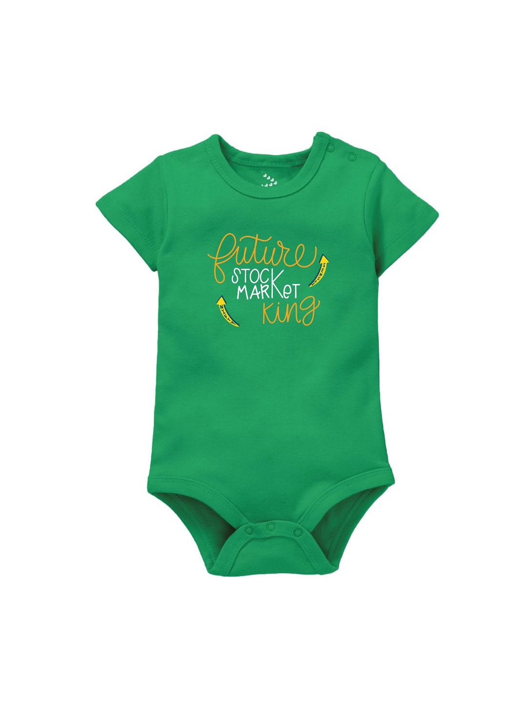 

Zeezeezoo Infants Future Stock Market King Printed Pure Cotton Bodysuit, Green