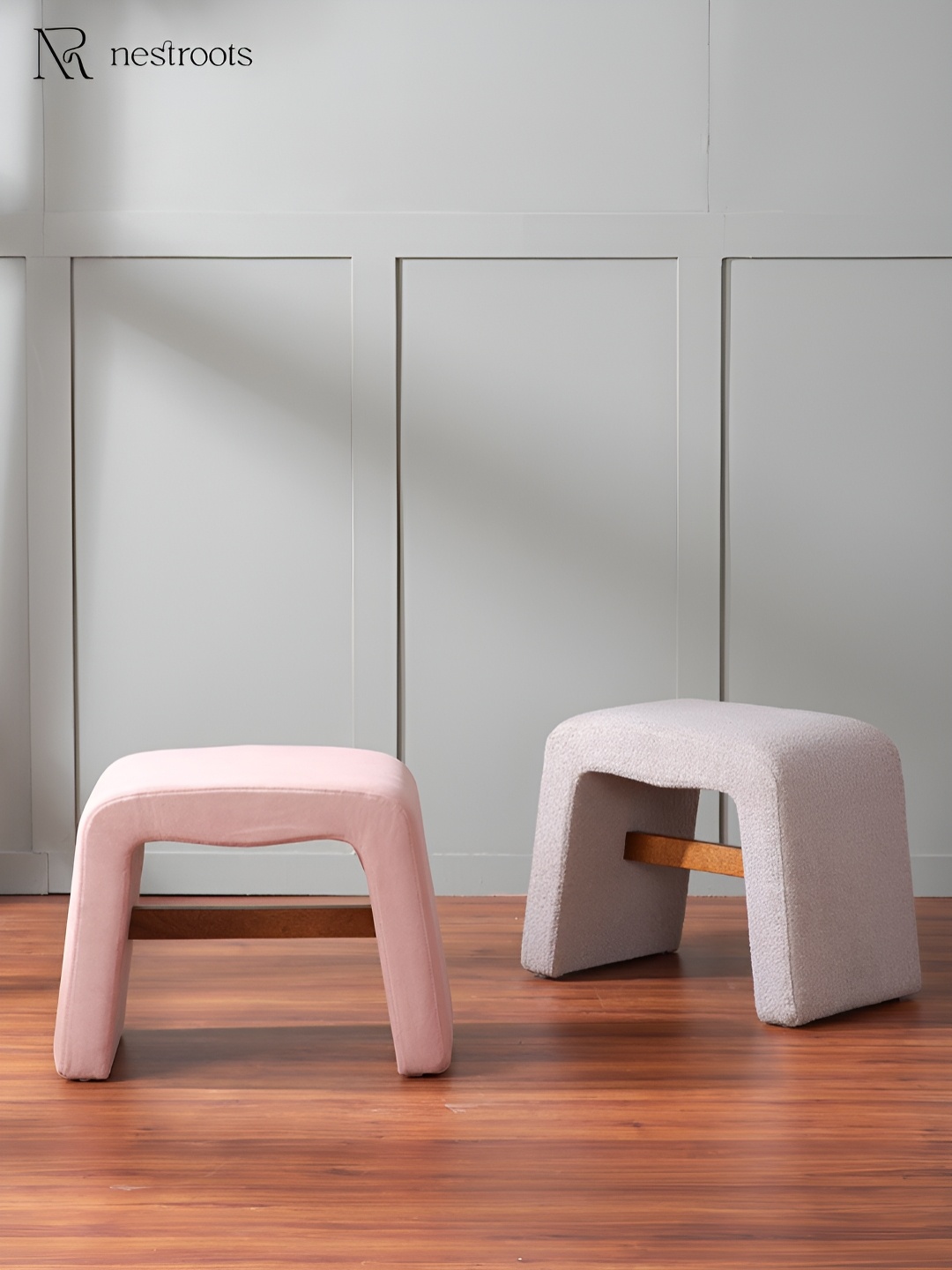 

nestroots Copenhagen Pink 2 Pieces Pouf Sitting Stools