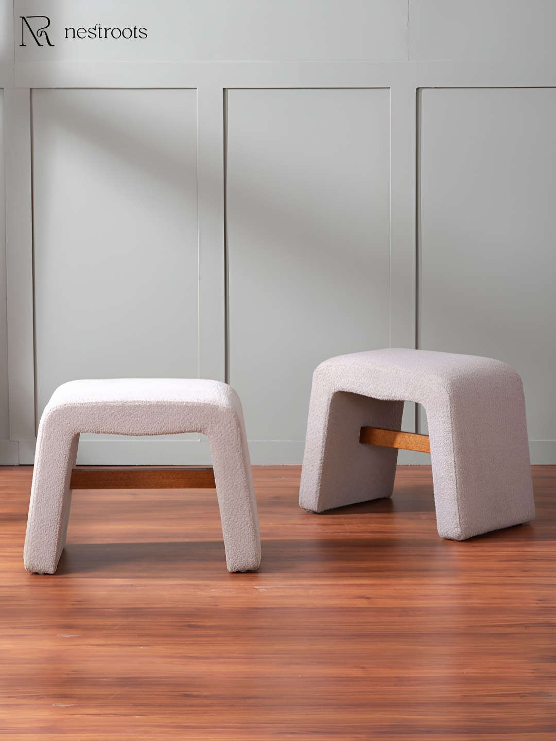 

nestroots Copenhagen Pink & Beige 2 Pieces Pouf Seating Stools