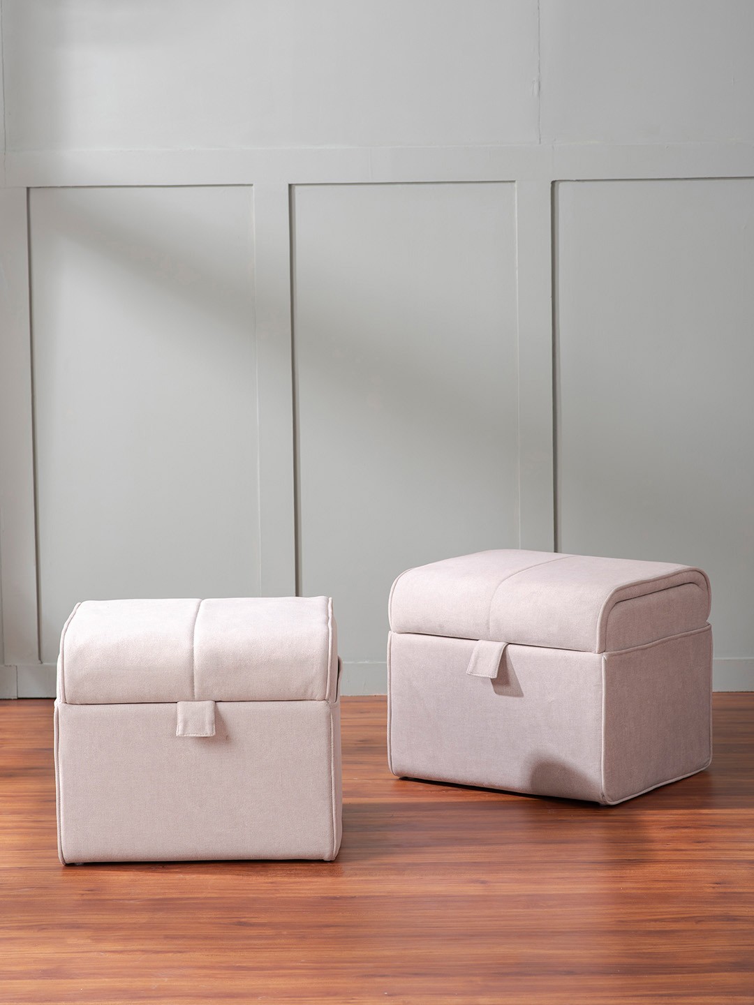 

nestroots Beige 2 Pieces Storage Ottomans