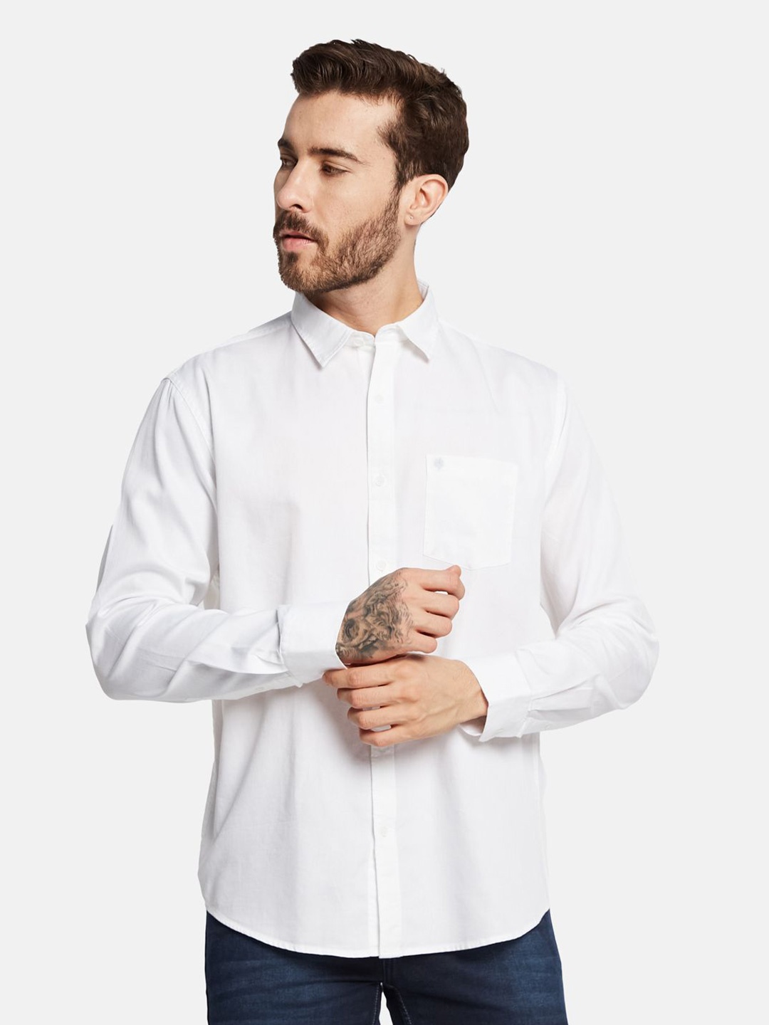 

METTLE Men Opaque Casual Shirt, White