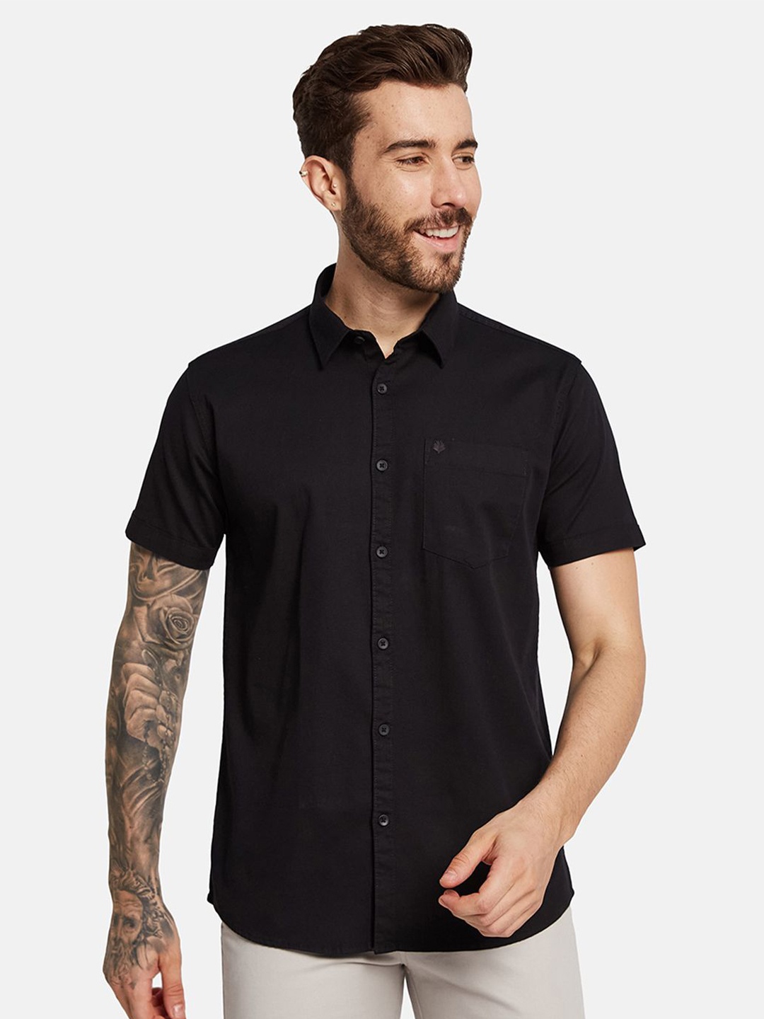 

METTLE Men Opaque Casual Shirt, Black