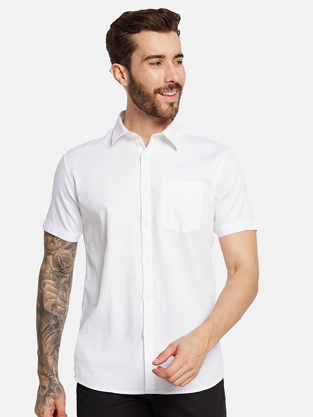 

METTLE Men Opaque Casual Shirt, White