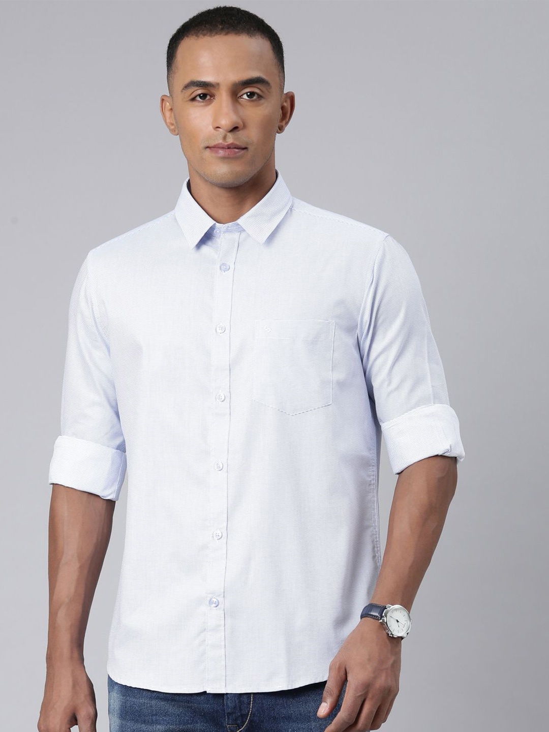 

Classic Polo Men Slim Fit Opaque Casual Shirt, Blue