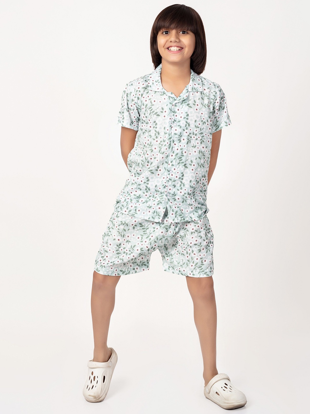 

Gavin Paris Kids Printed Shirt With Trousers, Green