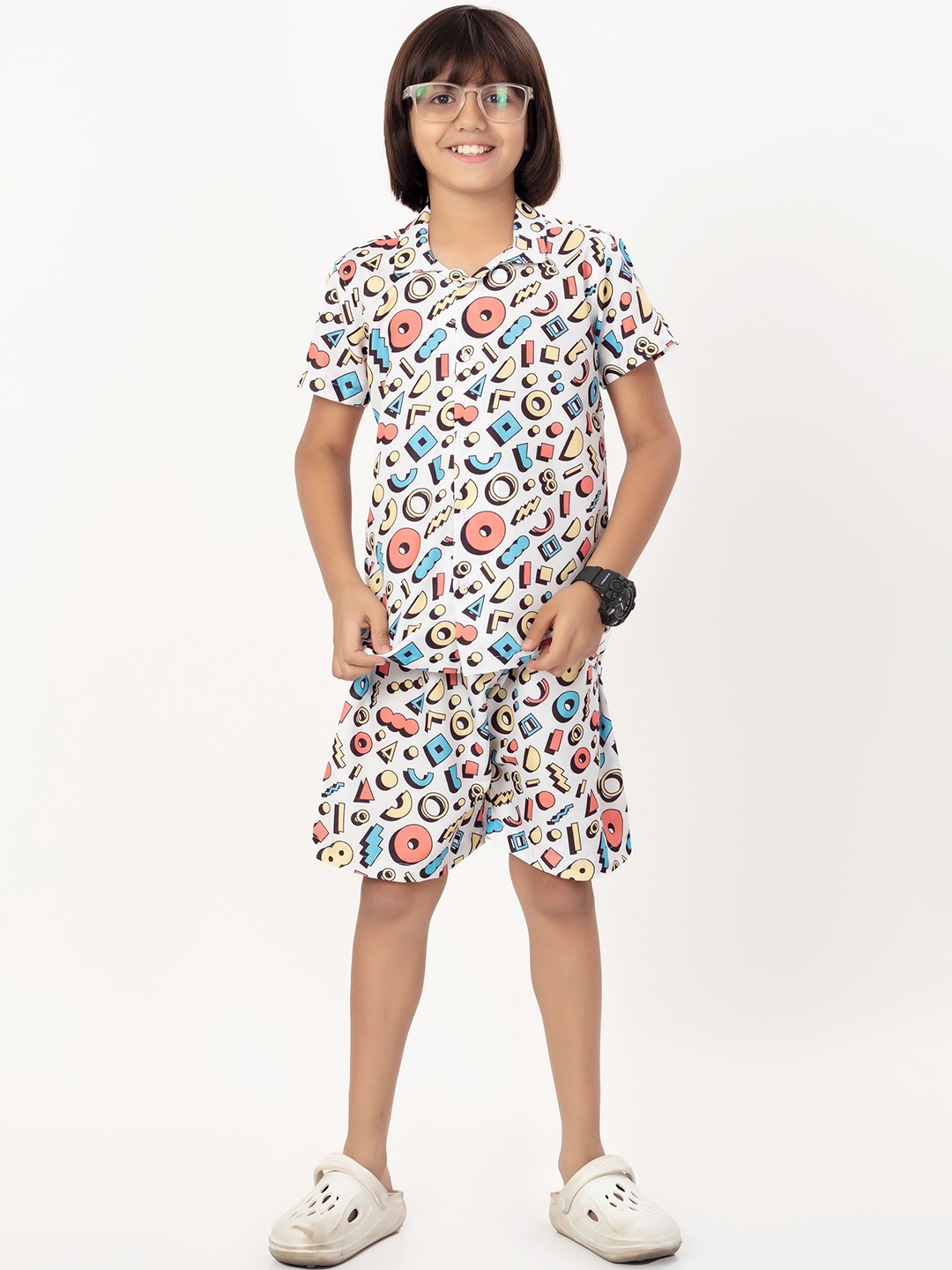 

Gavin Paris Kids Printed Shirt With Shorts, White