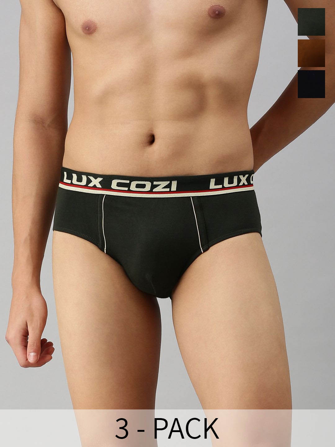 Lux Cozi Pack Of 3 Basic Briefs COZI_BIGSHOT_BRF_AST4_3PC, Black