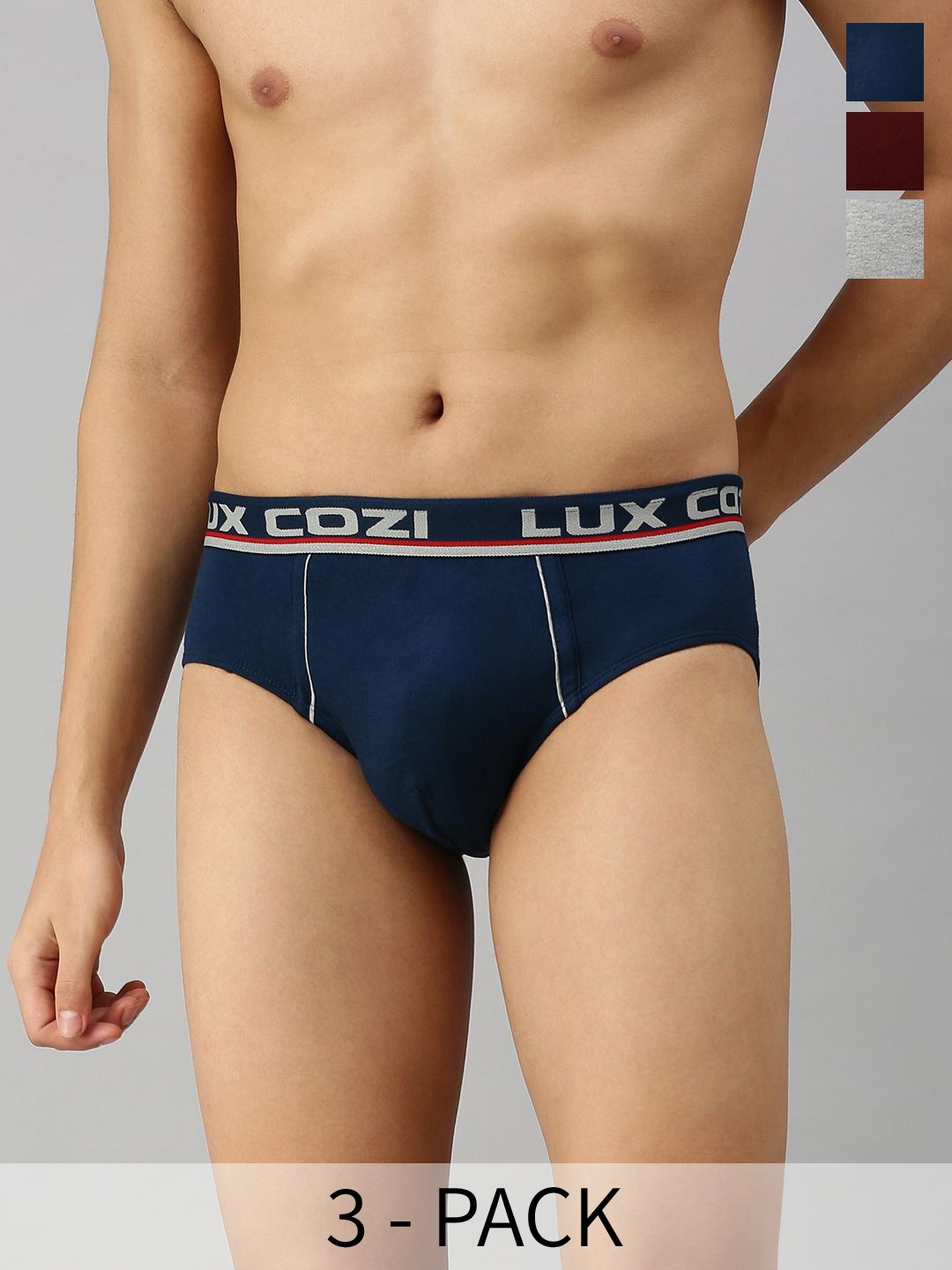 

Lux Cozi Pack Of 3 Basic Briefs COZI_BIGSHOT_BRF_AST5_3PC, Navy blue