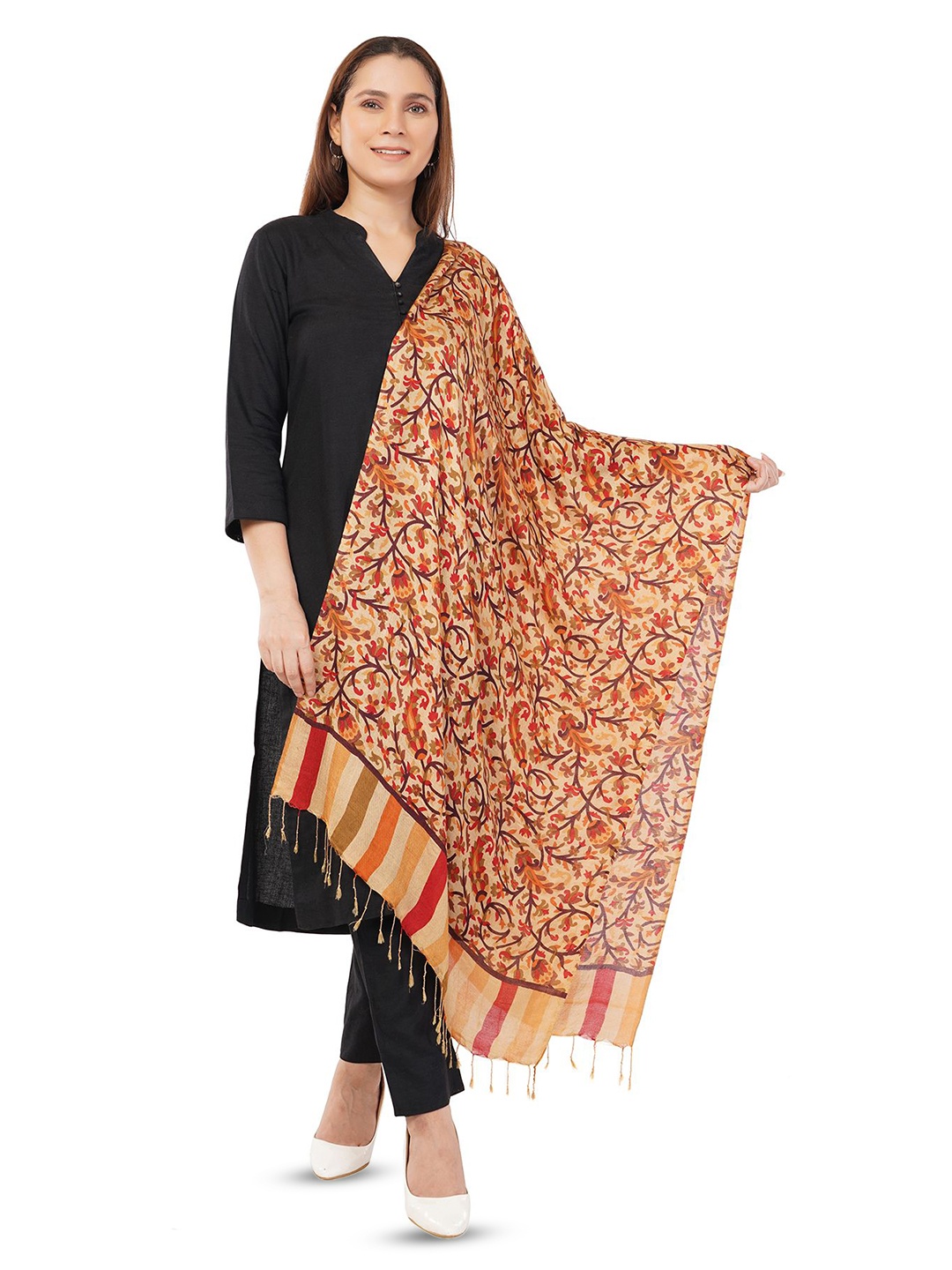 

Rhe-Ana Women Printed Stole, Beige