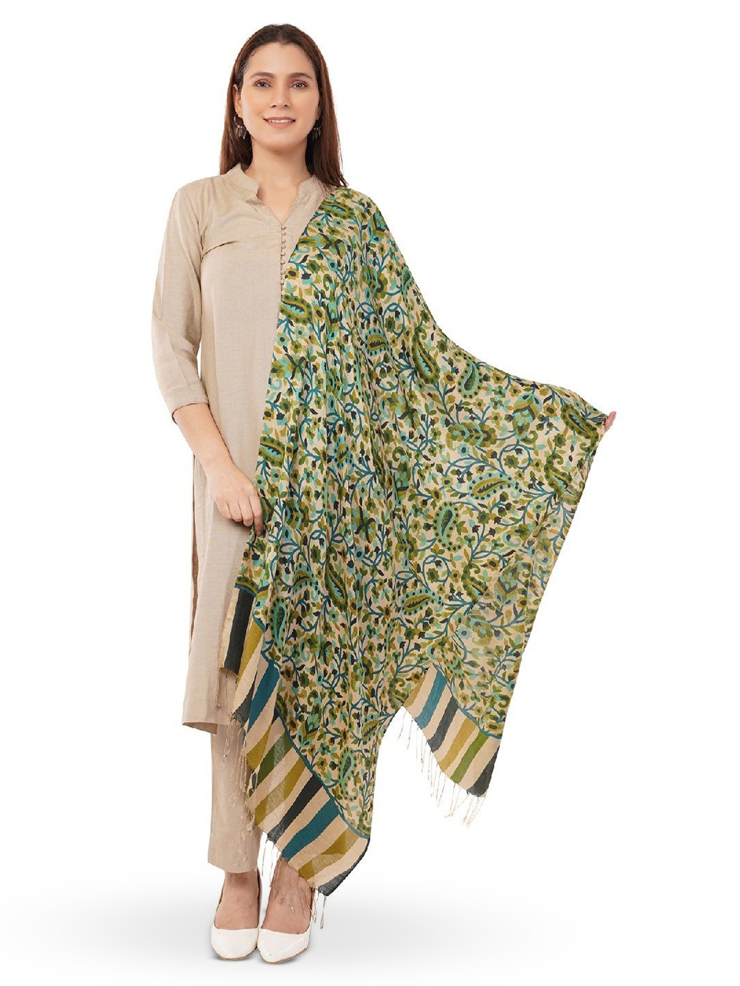 

Rhe-Ana Women Printed Stole, Beige